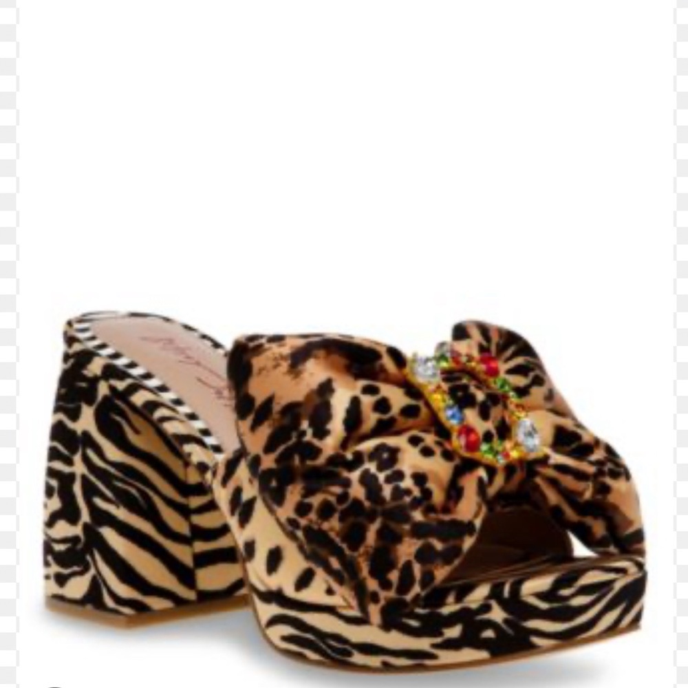 Betsey Johnson Possie Large Bow Leopard Multi Sandals